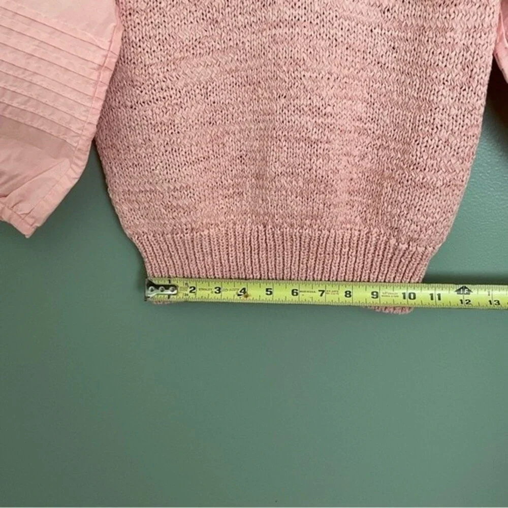 la vie rebecca taylor poplin blouse babydoll top peach pink knit v-neck preppy - Picture 14 of 14